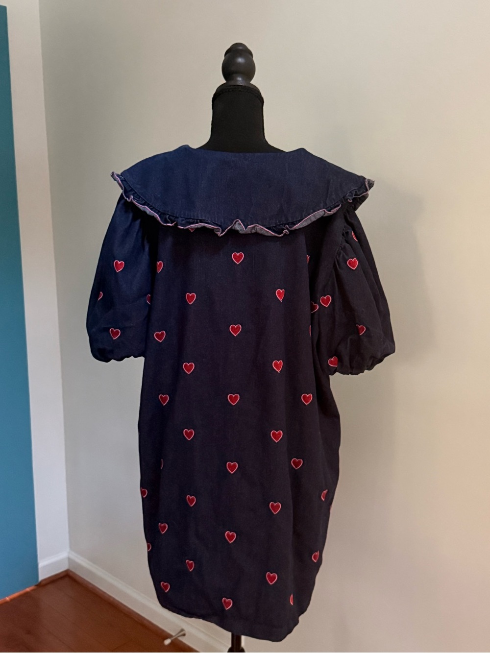 Sister Jane Navy Denim Cottage Core Babydoll Dress Sz XL - Picture 5 of 11
